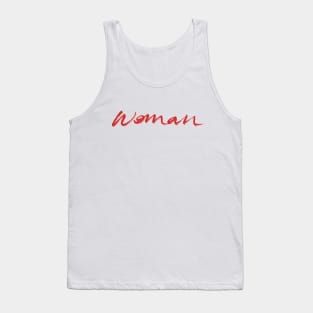 Hand written woman text in red Tank Top